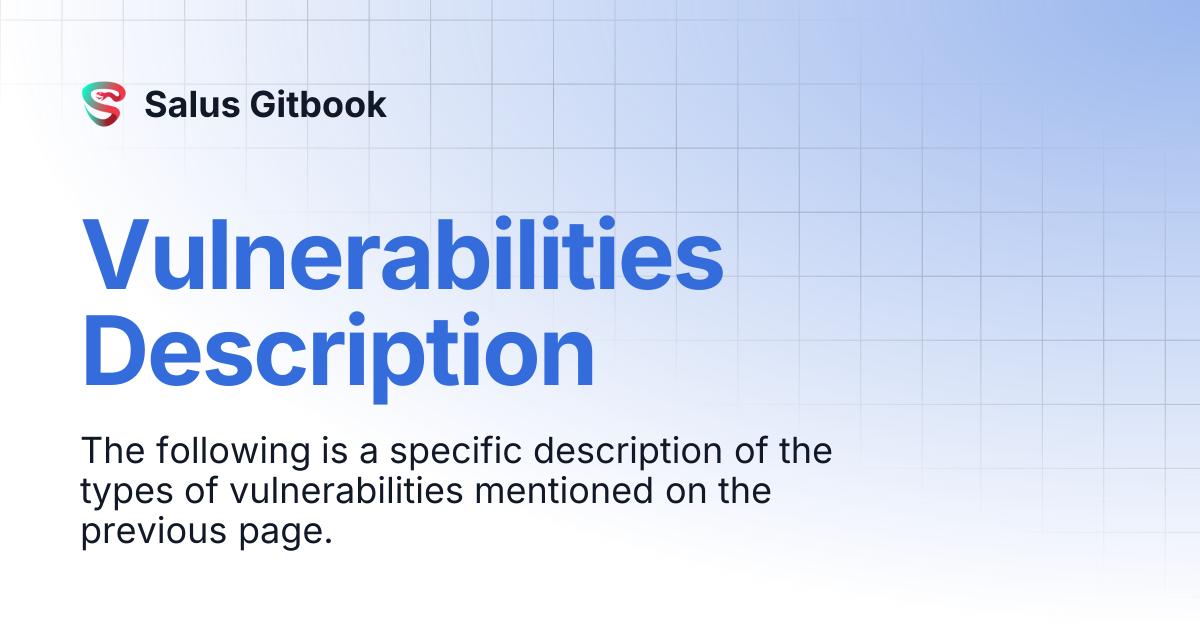 Vulnerabilities Description | Salus Gitbook